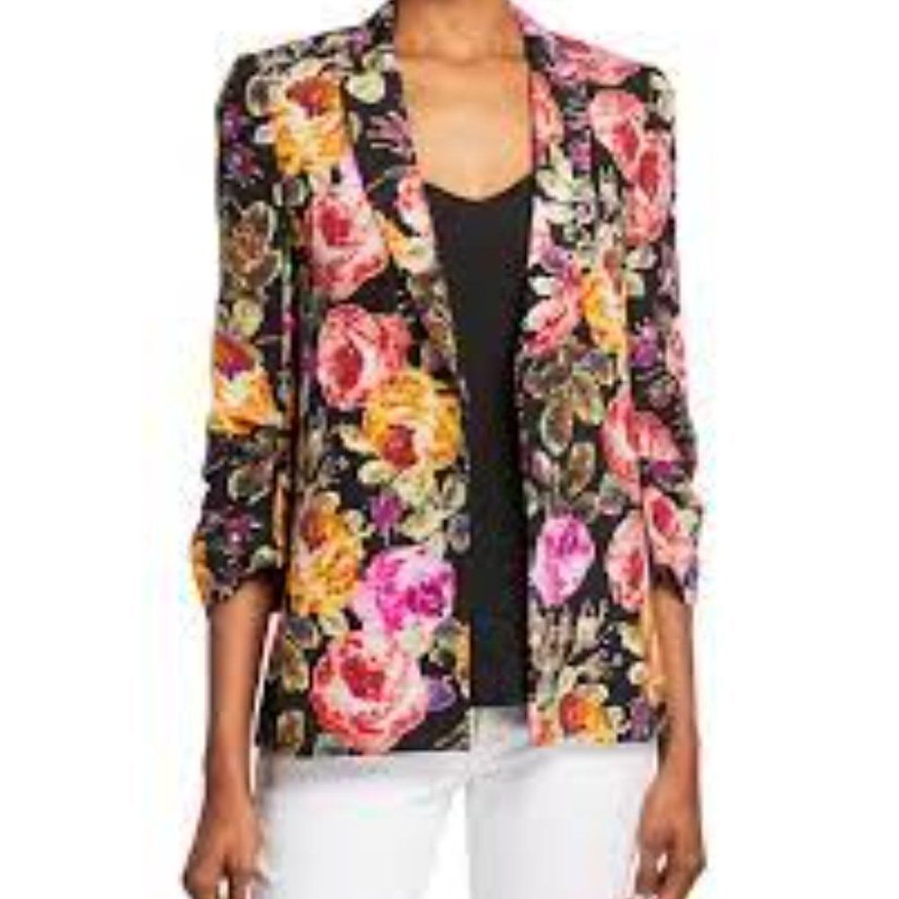 Kobi Halperin Dana Floral One-Button Silk Blazer L